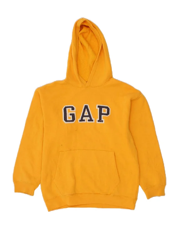 men's printed pullover hoodies -GAP Boys Graphic Hoodie Jumper 14-15 Years 2XL Yellow Cotton