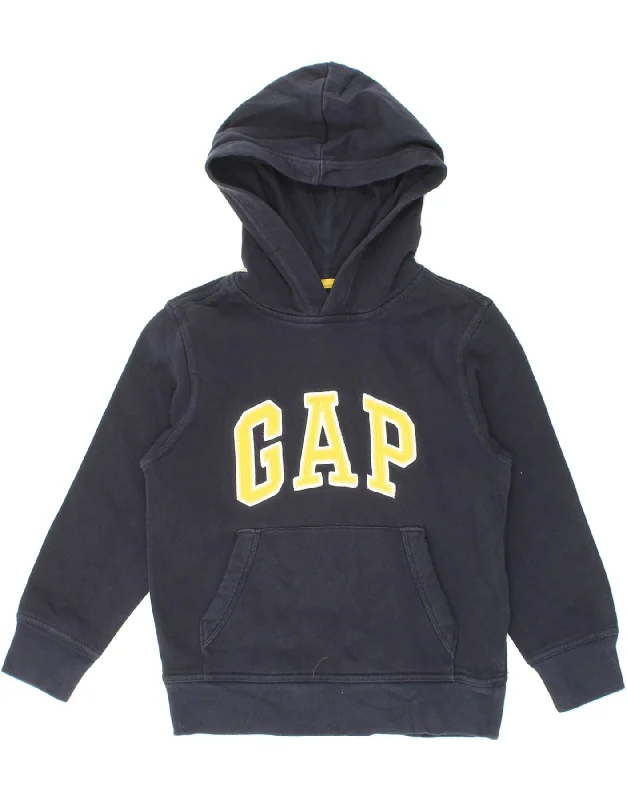 men's hoodie for hiking -GAP Boys Graphic Hoodie Jumper 6-7 Years Small Navy Blue Cotton