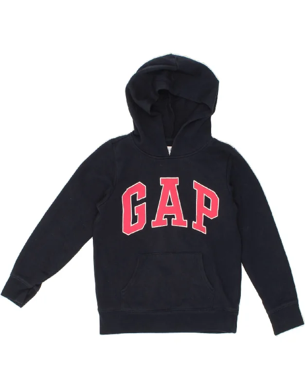 men's hoodie for gym workouts -GAP Boys Graphic Hoodie Jumper 8-9 Years Medium Navy Blue Cotton