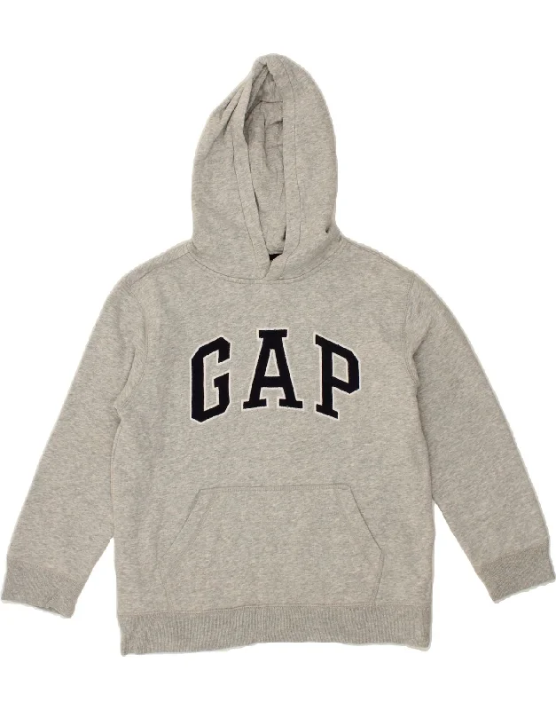 men's hoodies for layering -GAP Boys Graphic Hoodie Jumper 9-10 Years Large  Grey Cotton