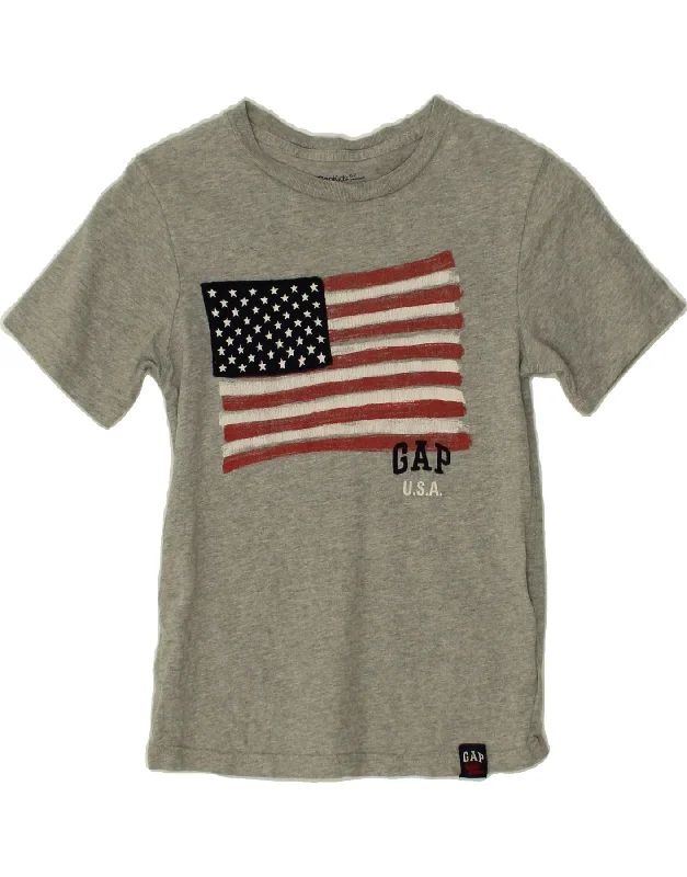 men's athletic style t-shirts -GAP Boys Graphic T-Shirt Top 6-7 Years Grey Cotton