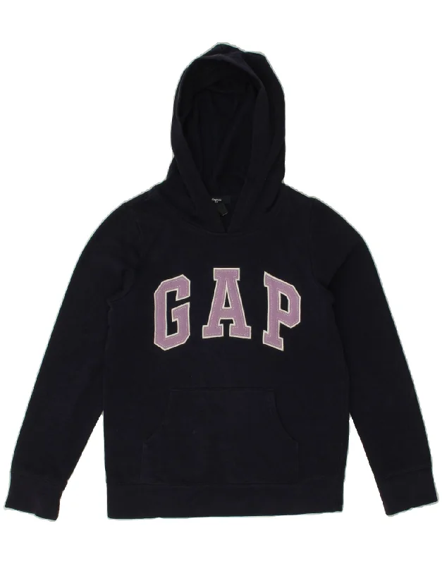 men's eco-friendly hoodies -GAP Girls Graphic Hoodie Jumper 11-12 Years Navy Blue Cotton