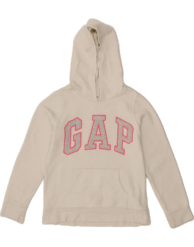 men's hoodie with pockets -GAP Girls Graphic Hoodie Jumper 11-12 Years XL White Cotton