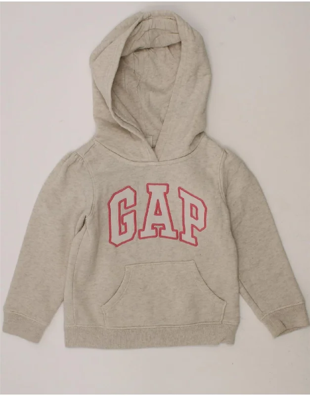 comfortable cotton sweatshirts -GAP Girls Graphic Hoodie Jumper 3-4 Years Grey Cotton