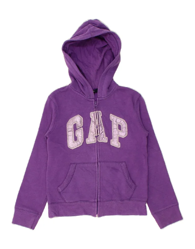 men's fashion sweatshirts -GAP Girls Graphic Hoodie Jumper 8-9 Years Medium  Purple