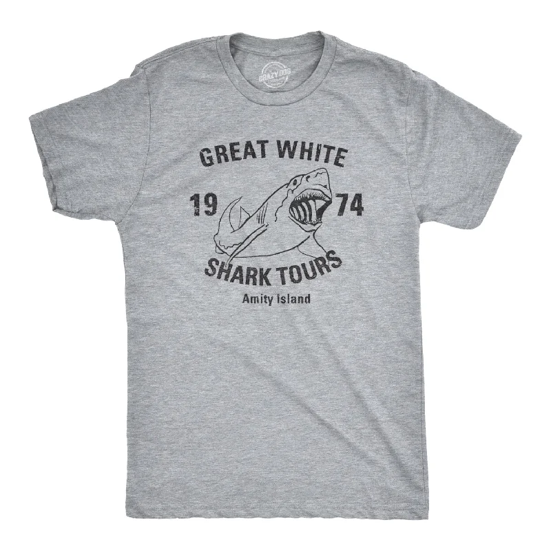 men's casual printed t-shirts -Great White Shark Tours Men's T Shirt