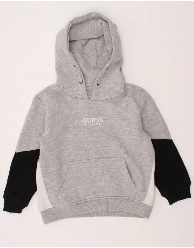 casual wear sweatshirts for men -GUESS Boys Hoodie Jumper 2-3 Years Grey Colourblock Cotton