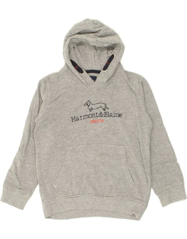 men's sports hoodies for gym -HARMONT & BLAINE Boys Graphic Hoodie Jumper 7-8 Years Grey Cotton