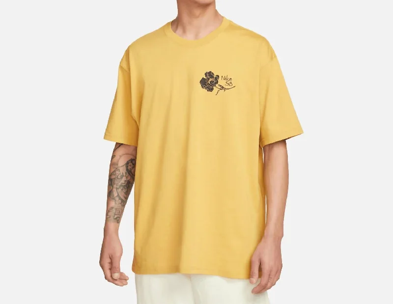 men's cotton t-shirts -Hibiscus T-Shirt Top In Yellow