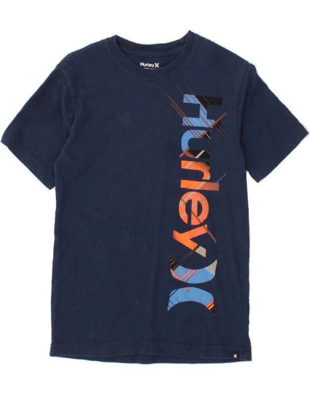 men's high-quality t-shirts -HURLEY Boys Graphic T-Shirt Top 10-11 Years Medium Navy Blue Cotton