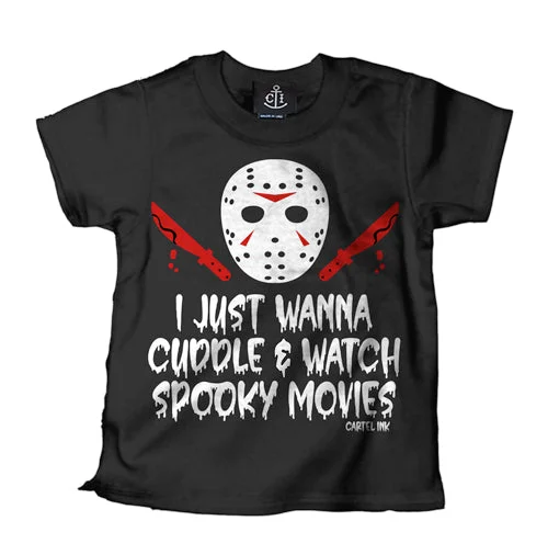 men's comfort t-shirts -I Just Wanna Cuddle and Watch Spooky Movies Kid's T-Shirt