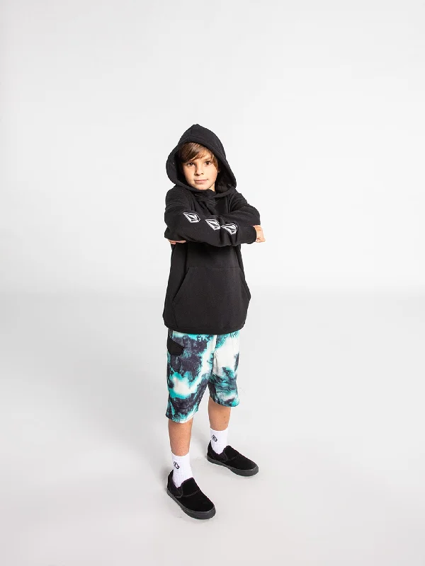 men's hoodie for outdoor activities -Big Boys Iconic Stone Hoodie - Black