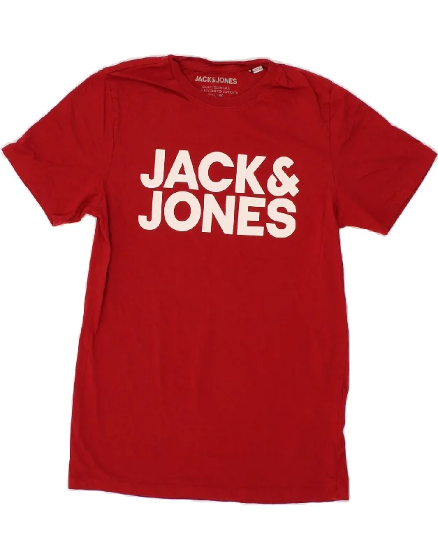 men's cotton blend t-shirts -JACK & JONES Boys Graphic T-Shirt Top 13-14 Years Medium Red Cotton