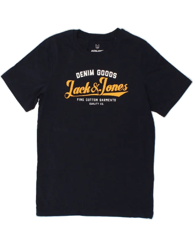 men's comfort t-shirts -JACK & JONES Boys Graphic T-Shirt Top 13-14 Years Navy Blue Cotton