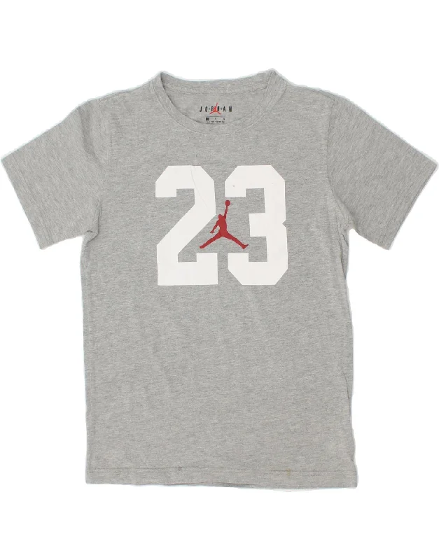 men's stylish t-shirts -JORDAN Boys Graphic T-Shirt Top 12-13 Years Large Grey Cotton