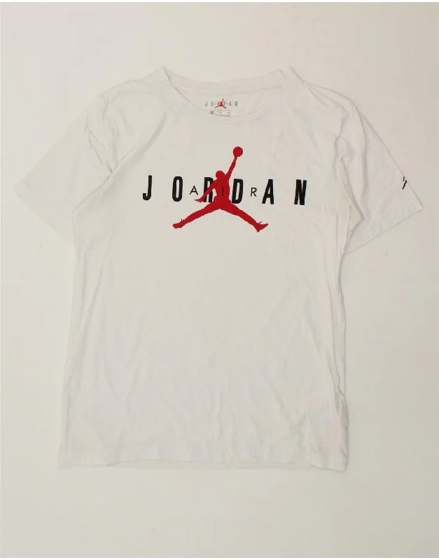 men's stylish t-shirts -JORDAN Boys Graphic T-Shirt Top 13-14 Years XL White Cotton