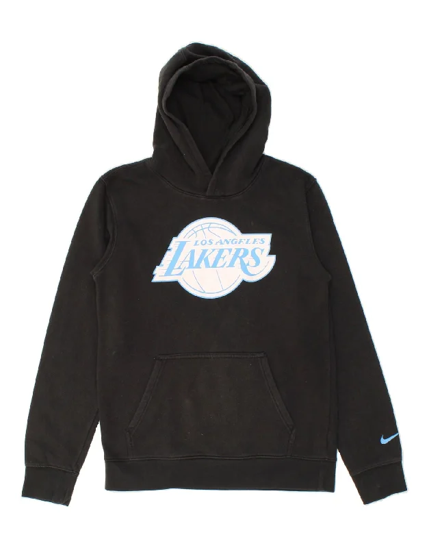 men's cotton blend hoodies -JORDAN Boys Lakers Graphic Hoodie Jumper 15-16 Years XL Black Cotton