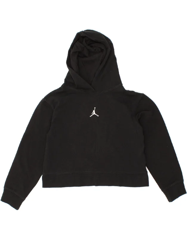 men's lightweight hoodies -JORDAN Girls Crop Hoodie Jumper 10-11 Years Medium Black Cotton