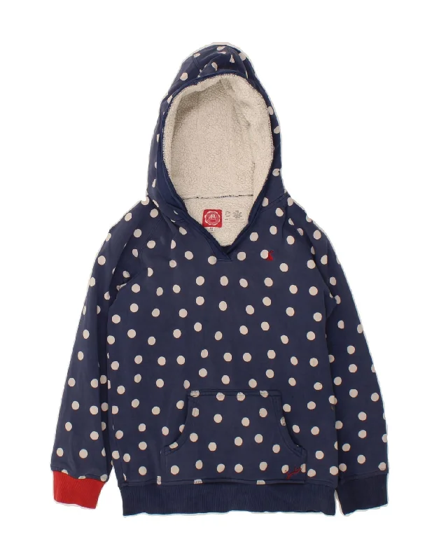 men's hoodie jackets -JOULES Girls Hoodie Jumper 9-10 Years Navy Blue Polka Dot Cotton