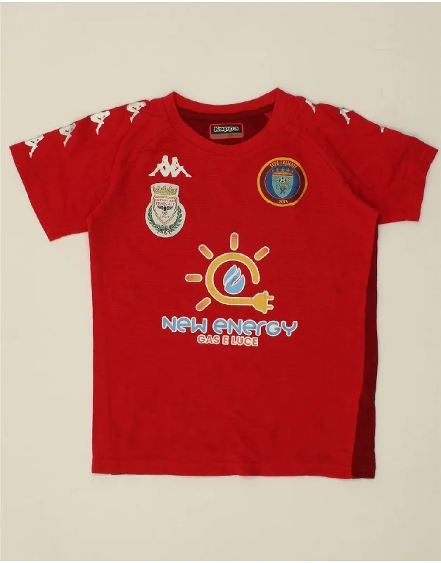 men's designer t-shirts -KAPPA Boys Graphic T-Shirt Top 11-12 Years Red Colourblock Cotton