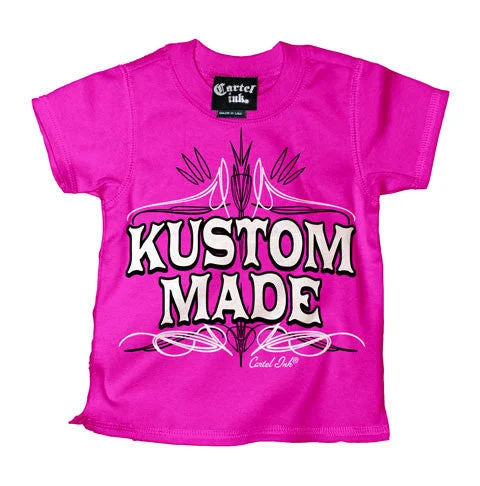 men's short-sleeve slim fit t-shirts -Kustom Made Pink Kid's T-Shirt