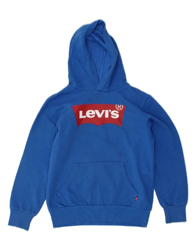 men's sweatshirts with designs -LEVI'S Boys Graphic Hoodie Jumper 11-12 Years Blue