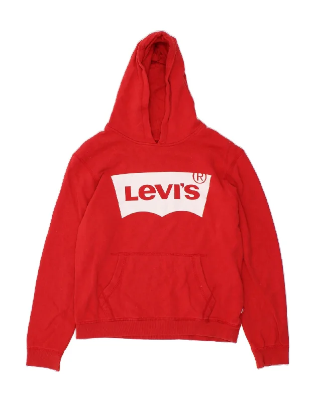 men's fleece sweatshirts for winter -LEVI'S Boys Graphic Hoodie Jumper 15-16 Years Red