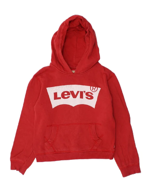 men's hoodies with bold prints -LEVI'S Boys Graphic Hoodie Jumper 7-8 Years Red