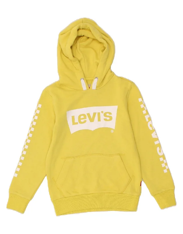 men's high-quality hoodies -LEVI'S Boys Graphic Hoodie Jumper 7-8 Years Yellow Cotton