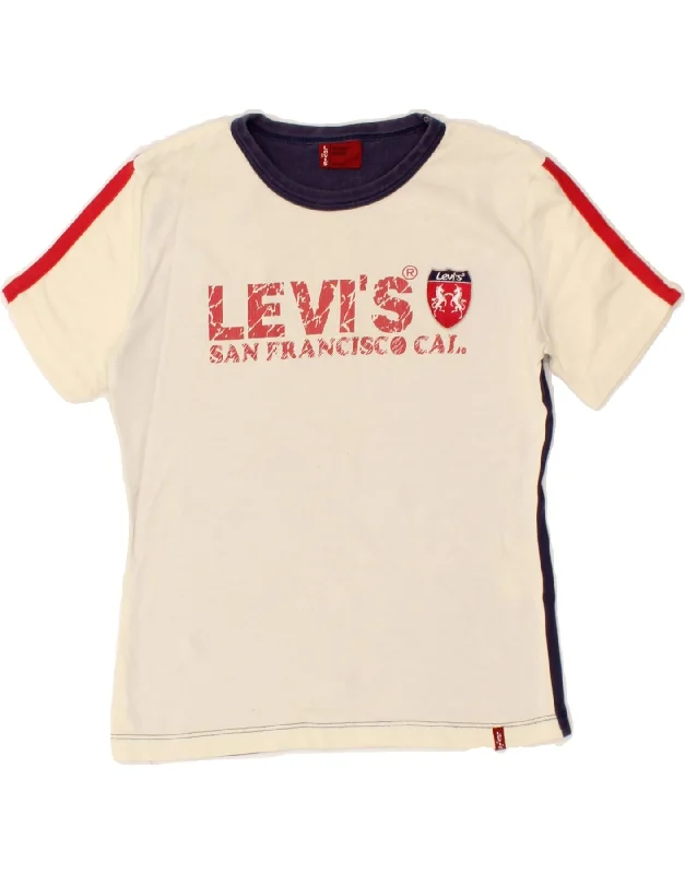 men's graphic vintage t-shirts -LEVI'S Boys Graphic T-Shirt Top 11-12 Years Medium Navy Blue Colourblock