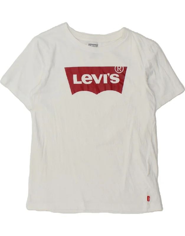 men's athletic fit t-shirts -LEVI'S Boys Graphic T-Shirt Top 13-14 Years White Cotton