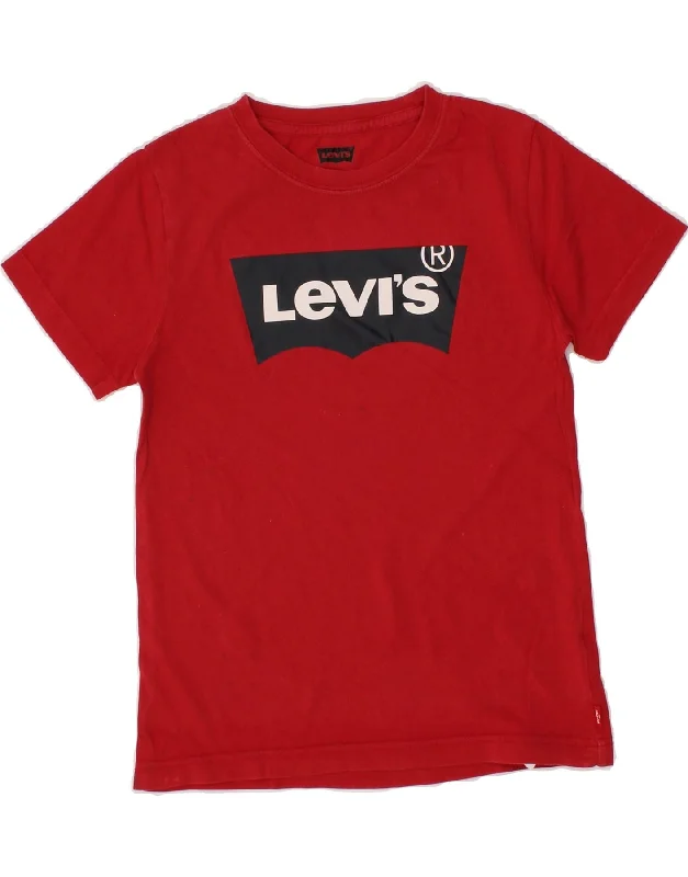 men's comfortable long-sleeve tees -LEVI'S Boys Graphic T-Shirt Top 9-10 Years Red Cotton