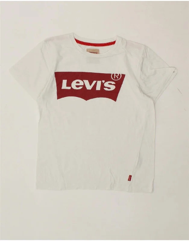 men's soft jersey t-shirts -LEVI'S Boys Graphic T-Shirt Top 9-10 Years White Cotton