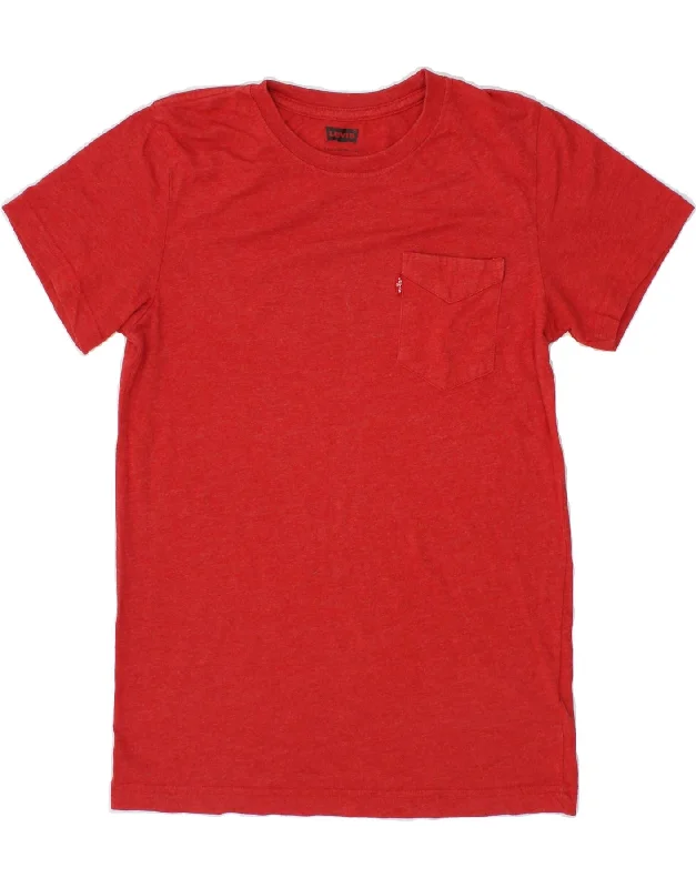 men's oversized t-shirts -LEVI'S Boys T-Shirt Top 12-13 Years Large Red Cotton