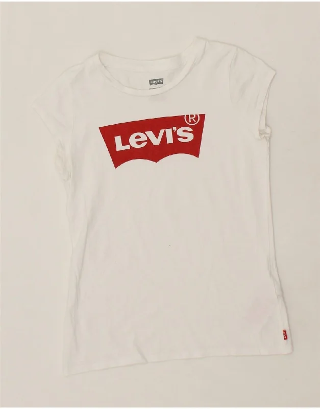 men's printed graphic t-shirts -LEVI'S Girls Graphic T-Shirt Top 13-14 Years White Cotton