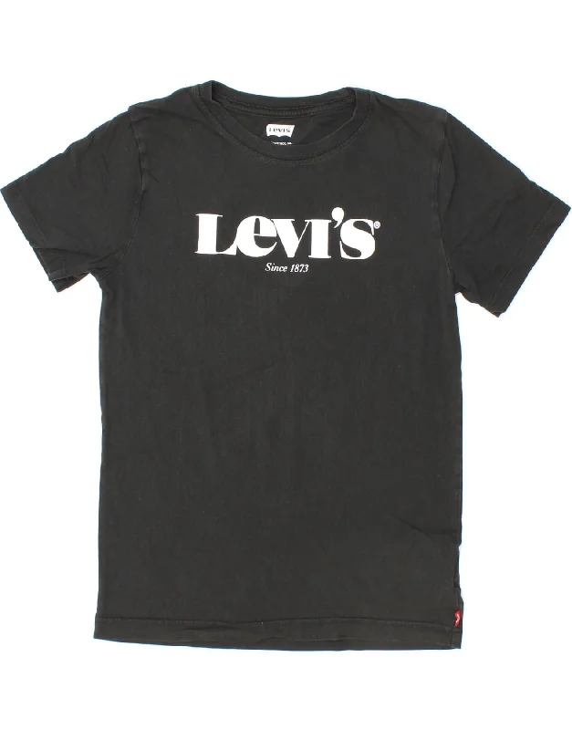 men's sporty t-shirts -LEVI'S Girls Graphic T-Shirt Top 15-16 Years Black Cotton