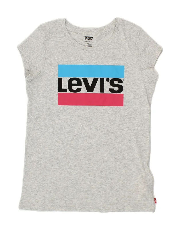 men's colorful t-shirts -LEVI'S Girls Graphic T-Shirt Top 15-16 Years Grey Cotton