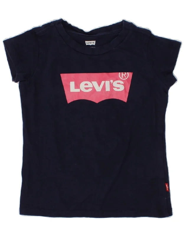 men's colorful graphic t-shirts -LEVI'S Girls Graphic T-Shirt Top 2-3 Years Navy Blue Cotton