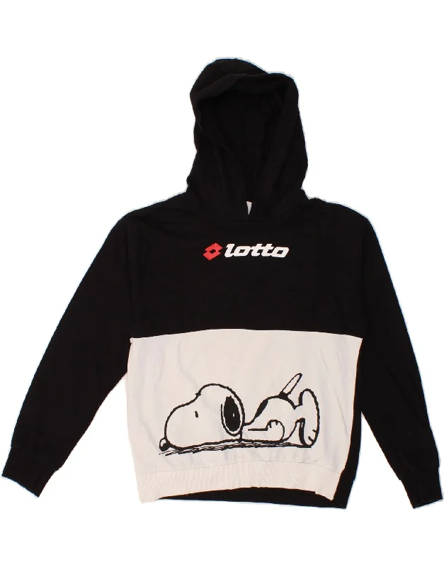 men's hoodies with bold prints -LOTTO Boys Peanuts Graphic Hoodie Jumper 13-14 Years Black Colourblock