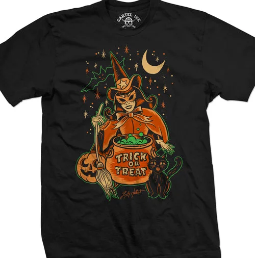 men's personalized t-shirts -Lucky Hellcat Witch Party Unisex T-Shirt