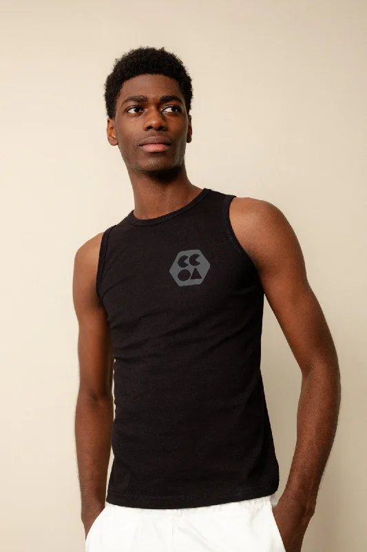 men's cool print t-shirts -Men's Sleeveless T Shirt Plastic Free - Black