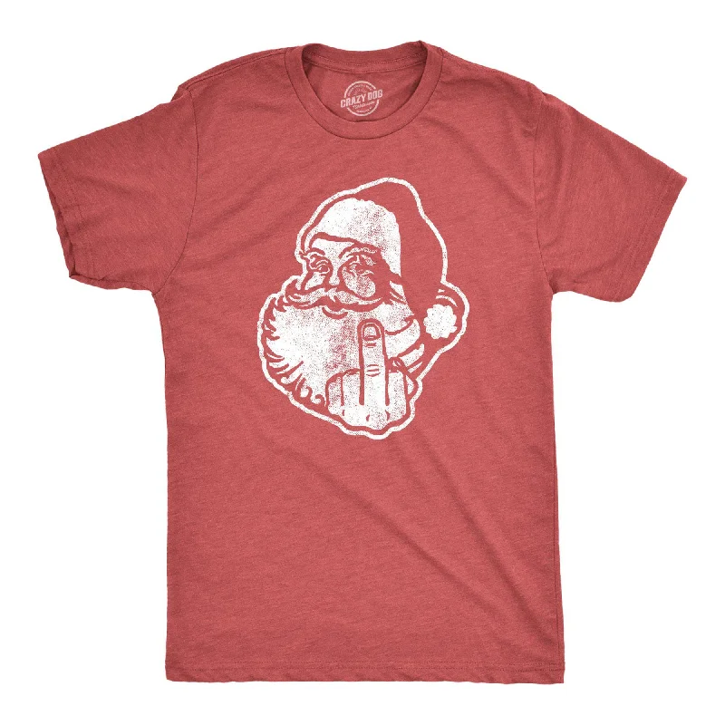 men's printed graphic t-shirts -Middle Finger Santa Men's T Shirt