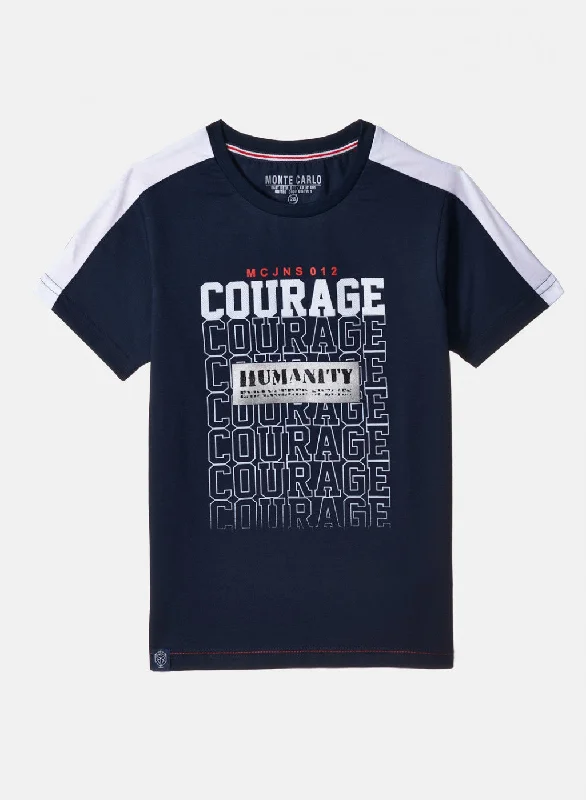 men's trendy graphic tees -Boys Blue Printed T-Shirt