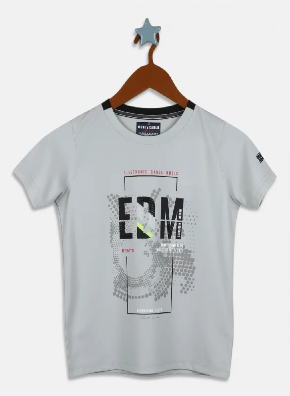 men's casual printed t-shirts -Boys Grey Printed T-Shirt