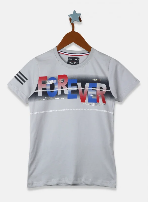 trendy casual t-shirts for men -Boys Grey Printed T-Shirt