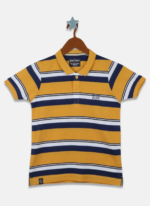 men's athletic style t-shirts -Boys Mustard Stripe T-Shirt