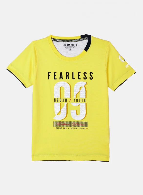 men's comfy basic tees -Boys Yellow Printed T-Shirt