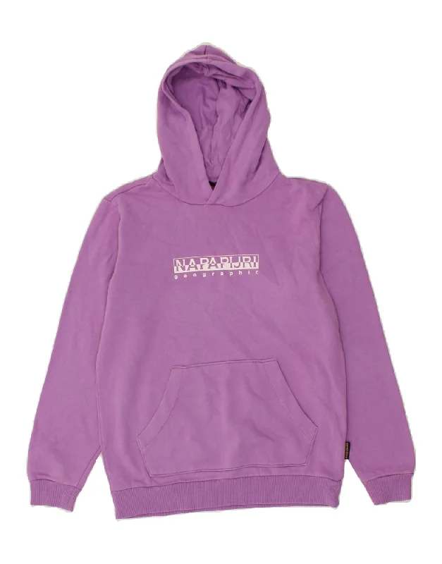 men's hoodie with pockets -NAPAPIJRI Girls Graphic Hoodie Jumper 13-14 Years Purple