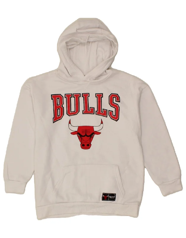 men's basic sweatshirts -NBA Boys Bulls Graphic Hoodie Jumper 10-11 Years White Cotton