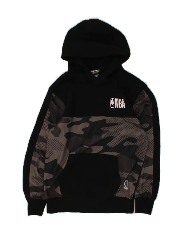 men's zip hoodie with contrast sleeves -NBA Boys Graphic Hoodie Jumper 10-11 Years Medium Black Camouflage